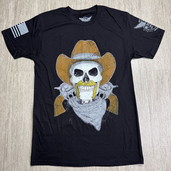 We The People Holsters USA Shirt Mens S Cowboy Skull 2nd Amendment Black Tee - Picture 1 of 4